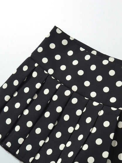 Retro Polka Dot High-Waist Skirt