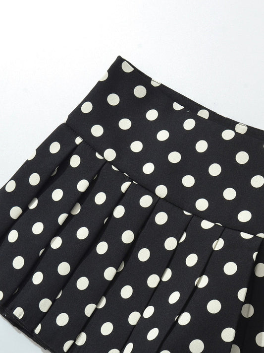 Retro Polka Dot High-Waist Skirt