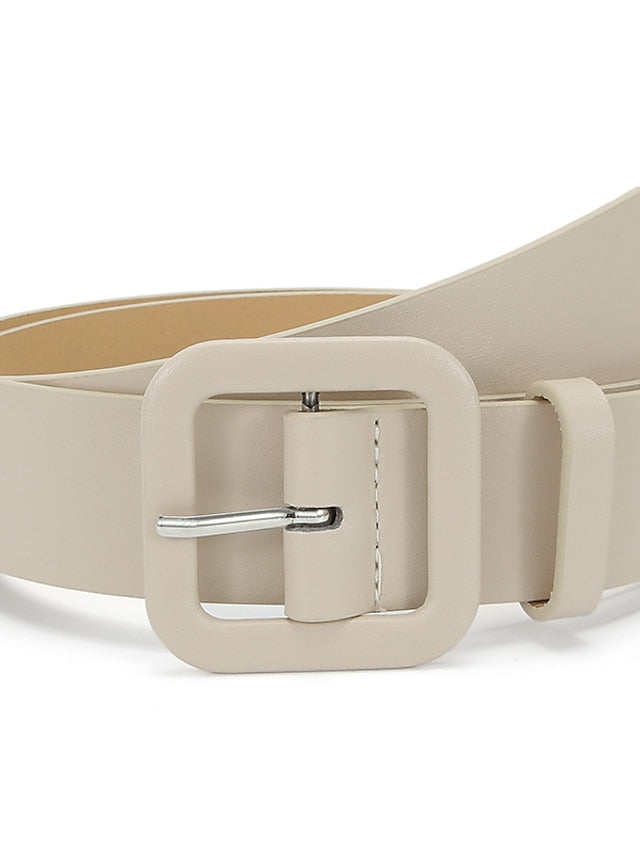 Unisex PU Buckle Belt PU Leather Prong Buckle Plain Classic Casual Party Work Violet Black Pink Brown for Women