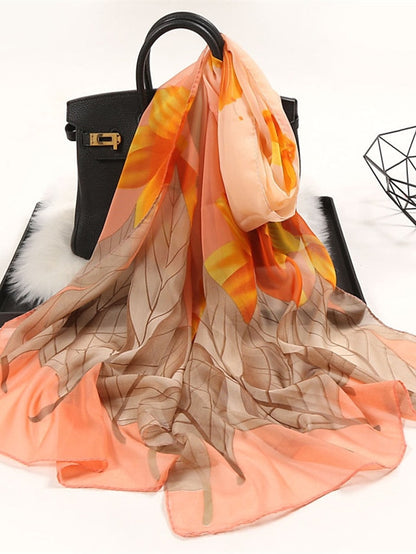 Spring Fashion Soft Scarf Women Retro Summer Chiffon Wrap Ladies Print Outdoor Beach Scarves And Shawl for Women
