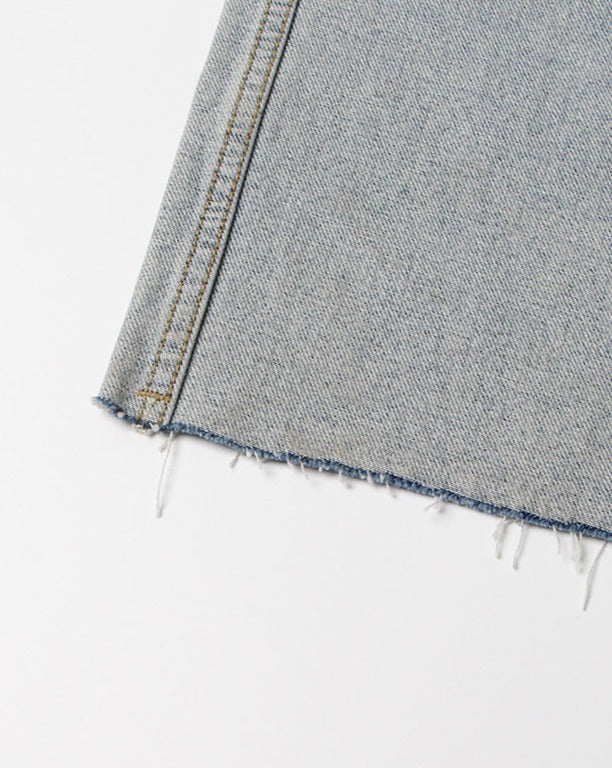 High-Rise Contrast Turn-up Straight-Leg Hybrid Jeans