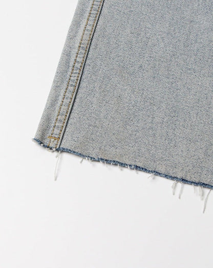 High-Rise Contrast Turn-up Straight-Leg Hybrid Jeans