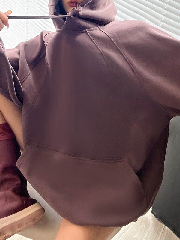 Letter Print Kangaroo Pocket Oversized Hoodie