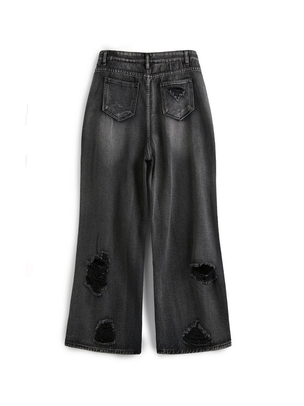 Washed Black Ripped Boyfriend Jeans