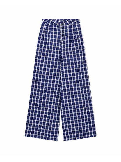 Plaid Print Wide Leg Pants