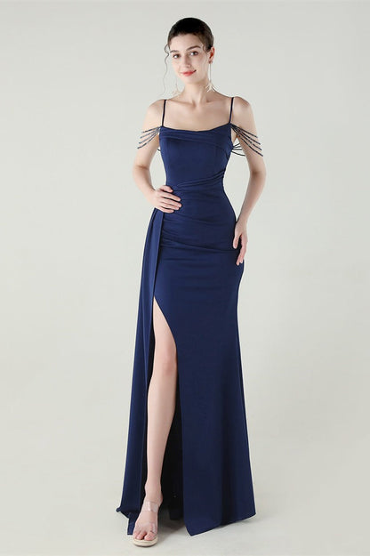 Satin Spaghetti Strap Mermaid Party Dress