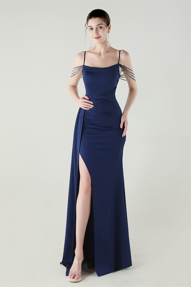 Satin Spaghetti Strap Mermaid Party Dress