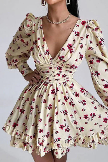 Floral Long Sleeve Party Dress