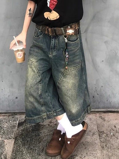 American Vintage Washed Aged Denim Shorts