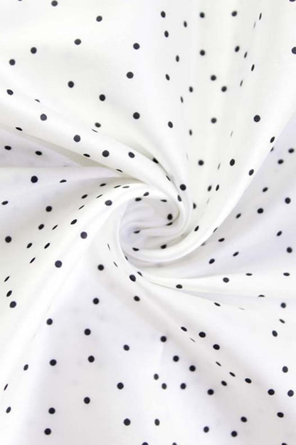 Polka Dot Satin V Neck Crop Top Mermaid Skirt Set