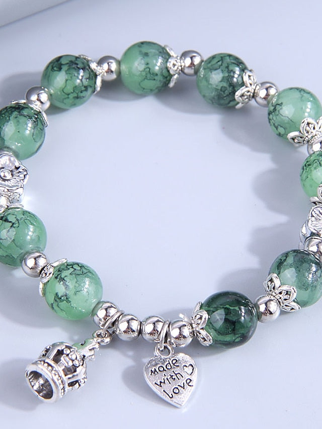 Charm Bracelet Bead Bracelet Beaded Heart Simple Resin Bracelet Jewelry Green For Daily for Women