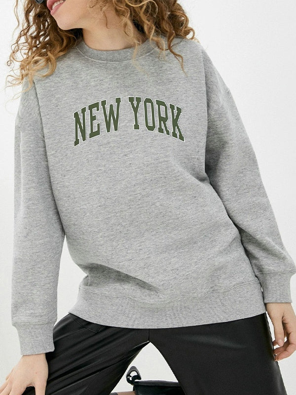 Simple Letter Print Drop Shoulder Sweatshirt