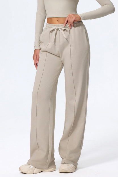 Relaxed Straight Leg  High Waist Knit Pants