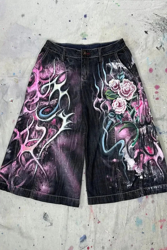 Unisex Hip Hop Vintage Denim Shorts