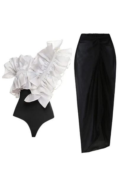 Traje de baño de una pieza retro de malla de encaje