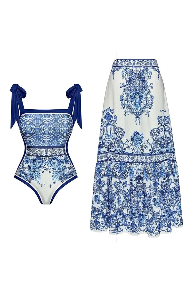 Traje de baño de una pieza con estampado bohemio