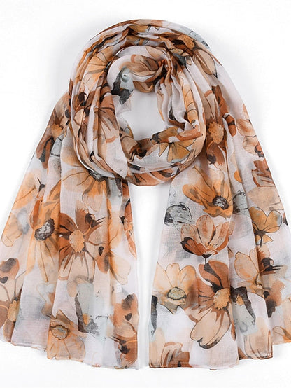 180*90cm Flower Voile Scarf Long Shawl Bandana Women Elegant Print Scarf Scarves Fashion Dress Up for Women