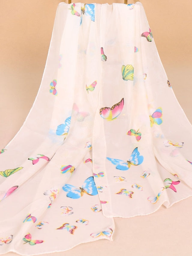 1PC Spring Summer Autumn Women Lady Butterfly Chiffon Neck Scarf Shawl Fashion Thin Style Elegant Scarver for Women