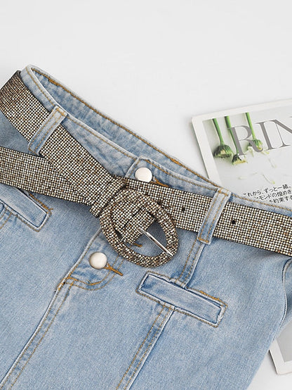 Belt Leather Silver Light Yellow Fuchsia Gold Waist Belt Daily Pure Color for Women
