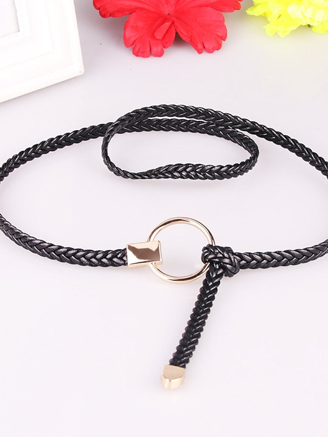 Belt PU Green White Black Gray Pink Skinny Belt Outdoor Dailywear Daily Holiday Pure Color / Spring / Summer / Fall / Winter / Coffee for Women