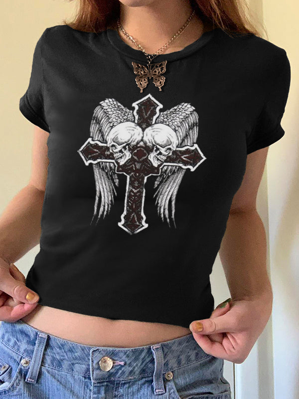 Vintage Wings Cross Hand Printed Tee