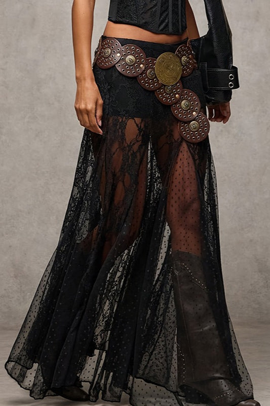 Versatile Lace Patchwork Slim Maxi Skirt