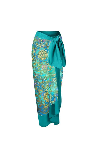 Conjunto de traje de baño de una pieza con estampado de volantes bohemios