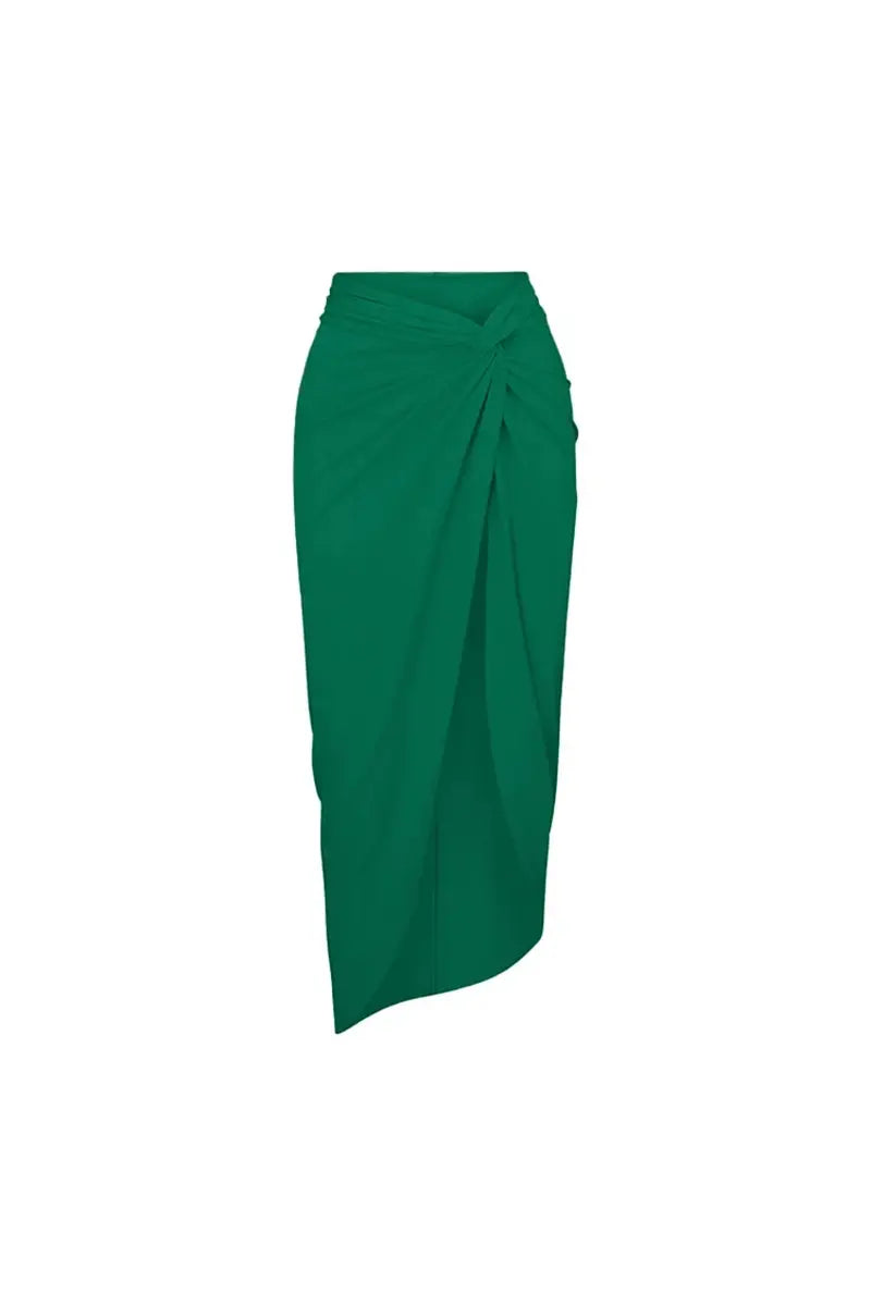 Elegante conjunto de traje de baño verde sin espalda