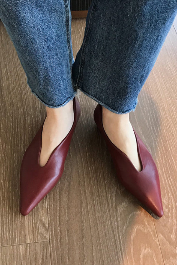 Retro Pointed-toe Low-cut Flat Shoes