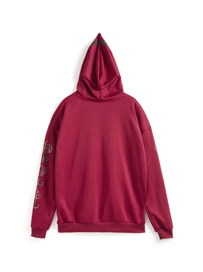 Hip Pop Rhinestone Embroidery Oversized Hoodie