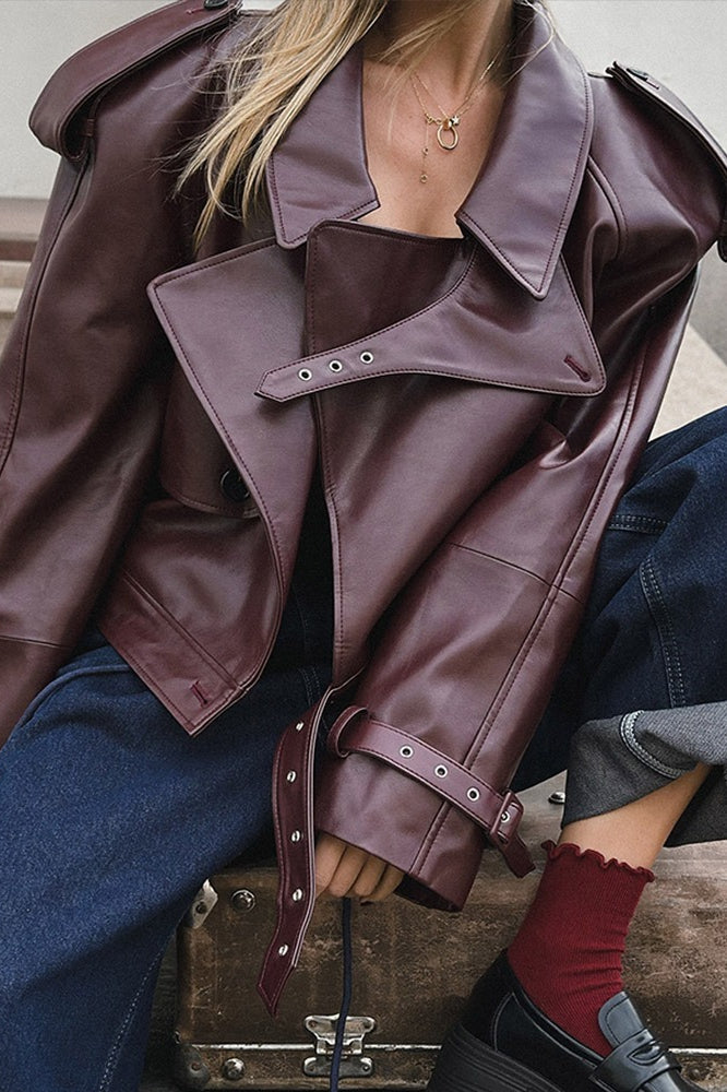 Vintage PU Leather Motorcycle Jacket