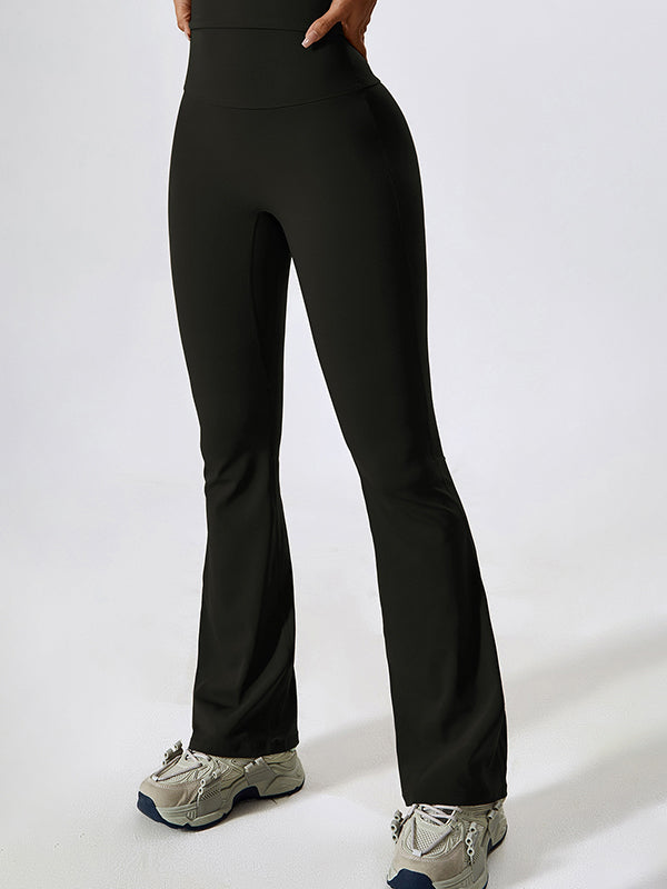Sporty Solid Quick Dry Cami Top & Flared Pants Set