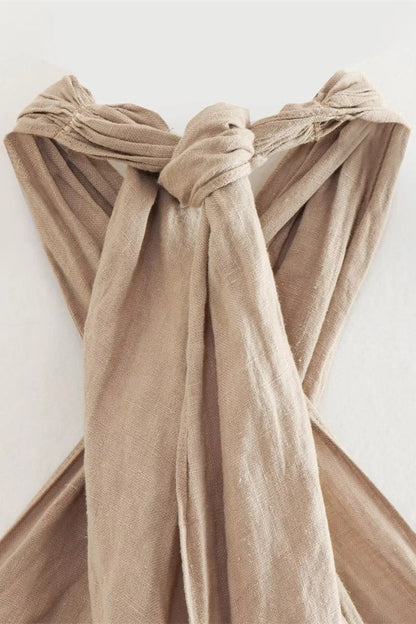 Minimalist Halter Linen Crop Top