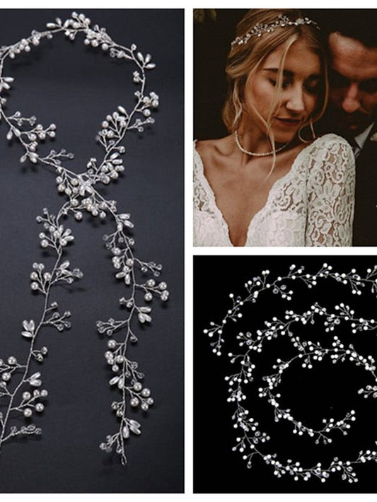 1pc Headbands Hair Ring For Wedding Party Evening Gift Holiday Head Mismatched Imitation Pearl Alloy Golden Silver for Women