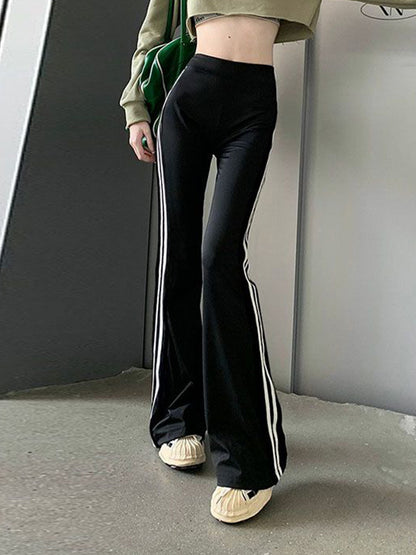 Piping Detail High Rise Flare Leg Pants