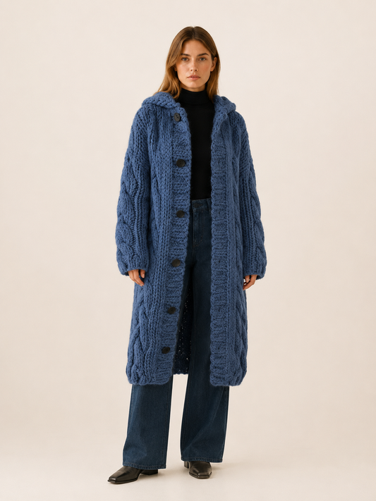 Poppy Knit Hooded Longline Cardigan Coat