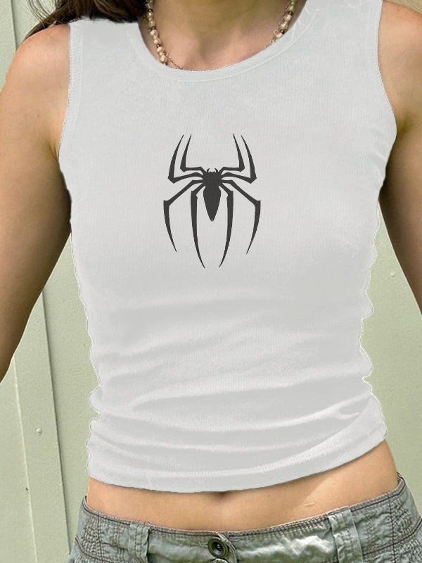 Street Spider Ribbed Cropped Tank Top