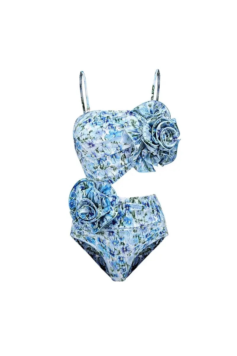 Conjunto de una pieza sin tirantes con cuello halter floral