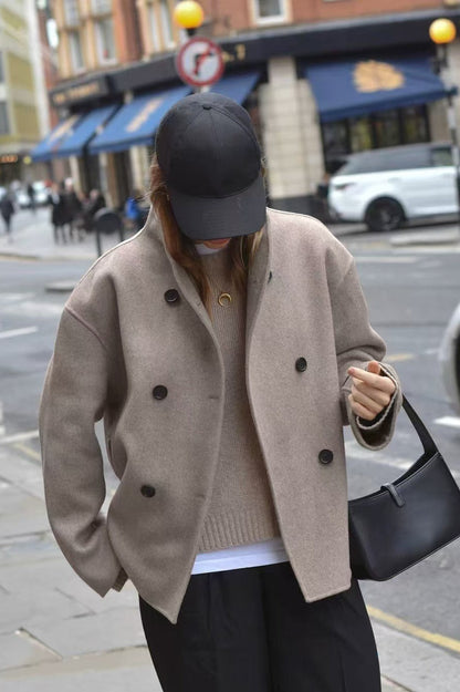 Winter Wool Stand Collar Long Jacket