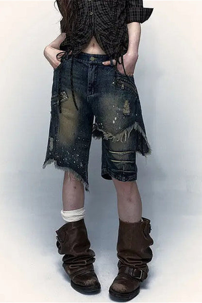 Street Style Five-Point Wide Leg Denim Shorts