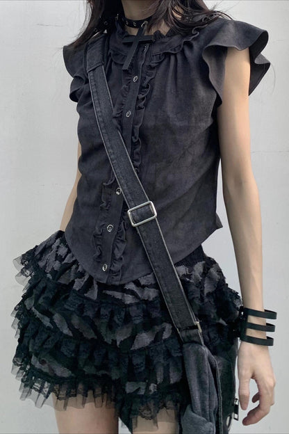 Dark Punk Puffy Tulle Skirt