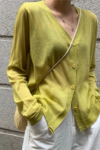 V-Neck Lightweight Knit Cardigan