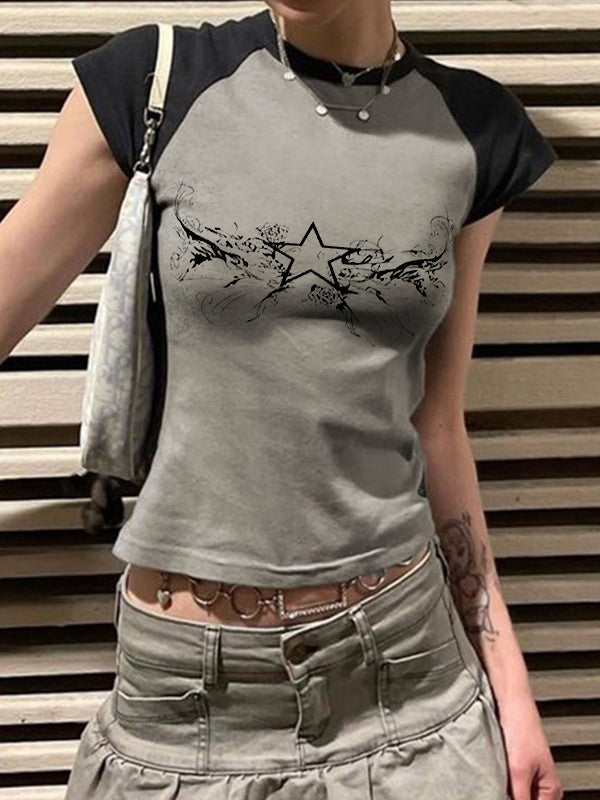 Street Spider Raglan Sleeve Cropped Top