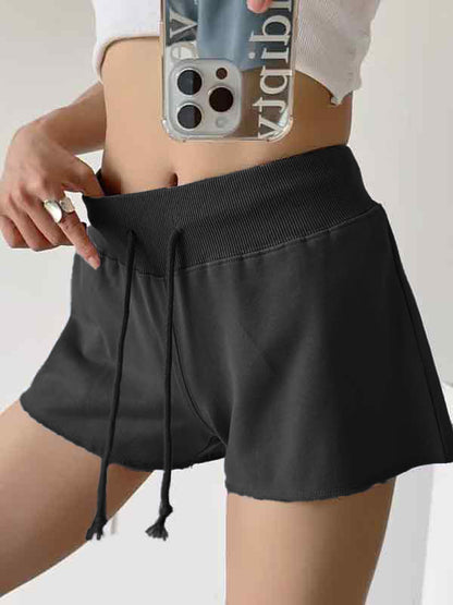 Solid Color Drawstring Shorts