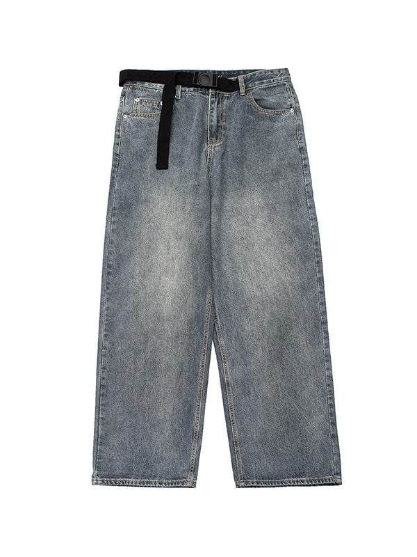 Buckle Strap Baggy Boyfriend Jeans