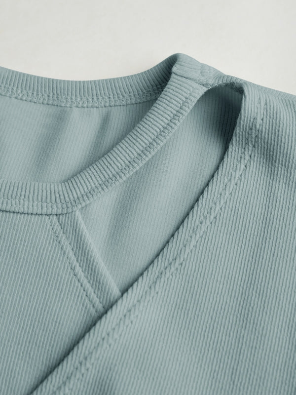 Cutout Irregular Neckline Long Sleeve Tee