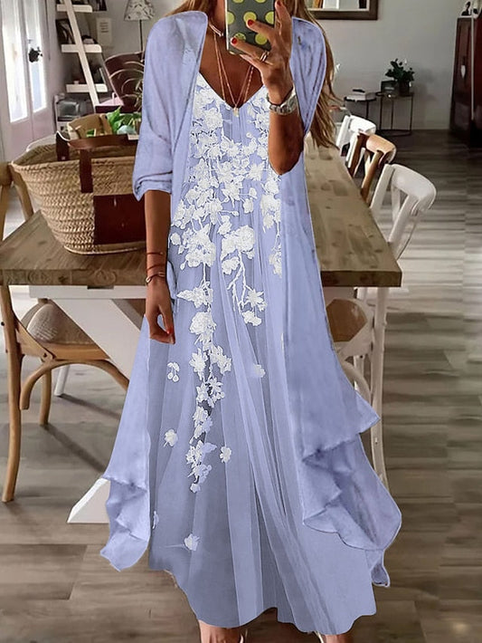 A Line Dress Maxi long Dress Blue Pink Khaki Light Blue Half Sleeve Floral Ruched Spring Summer V Neck Elegant Casual  S M L XL XXL 3XL for Women
