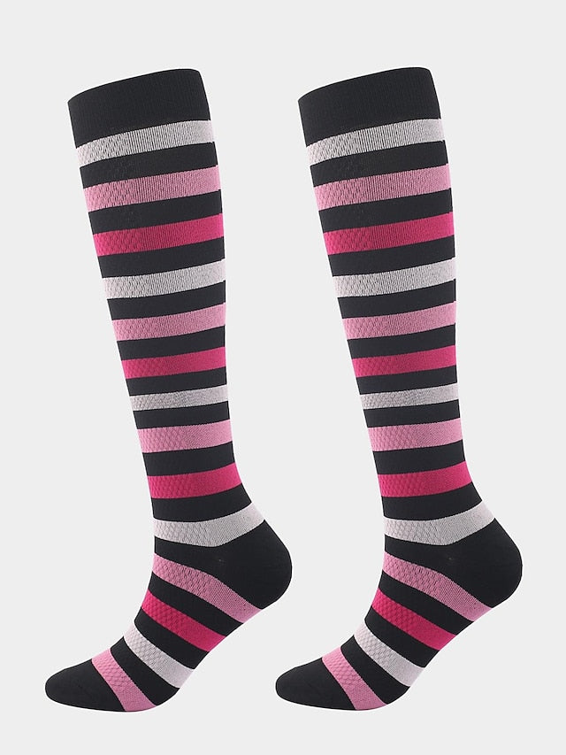 Men's Knee High Socks Training Outdoor Athleisure Stripes Polyester / Cotton Athletic Socks 1 Pair for Women