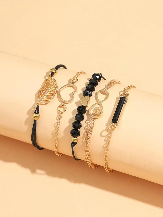 Bead Bracelet Classic Leaf Heart Love Fashion Cute Personalized Elegant Holiday Alloy Bracelet Jewelry Gold For Party Evening Daily Holiday Date Birthday for Women