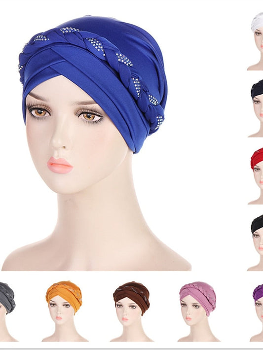 Comfortable Turban Cap for Women Soft Stretch Braid Muslim Hats Female Inner Hijab Caps Indian Bonnet Wrap Head Scarf for Women